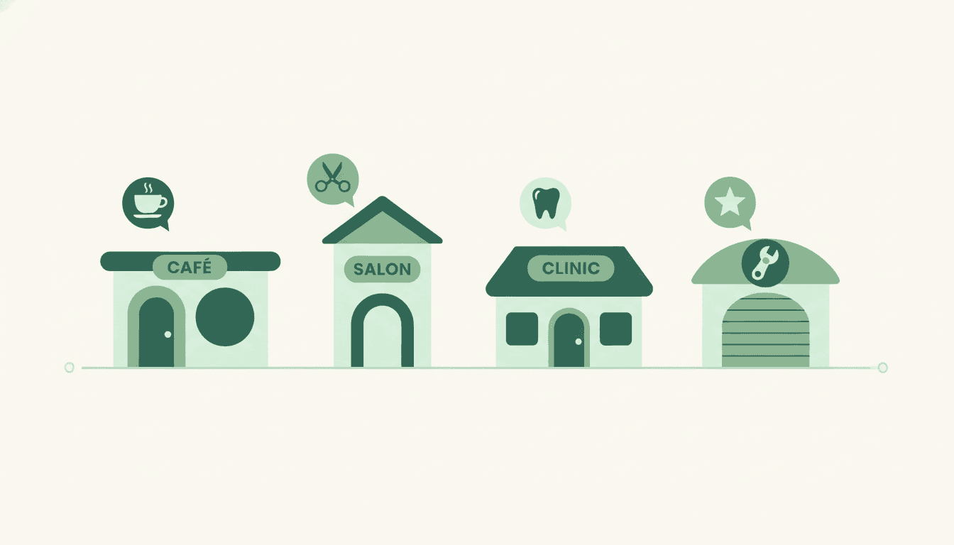 Four storefronts, each with its own starred review bubble